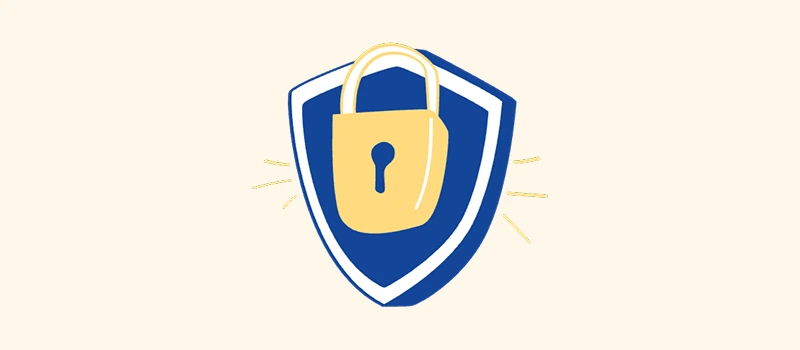 Shield with a padlock icon representing domain security and protection against unauthorized access.