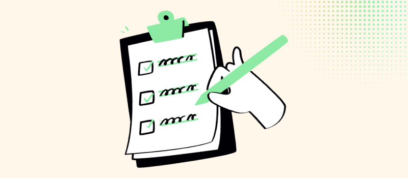 Checklist used for evaluating brandable domains, symbolizing a structured framework and key evaluation criteria.