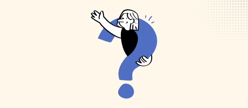 A creative illustration of a person emerging from a question mark, symbolizing common questions and decision-making when selecting AI logo-name generators for branding projects.